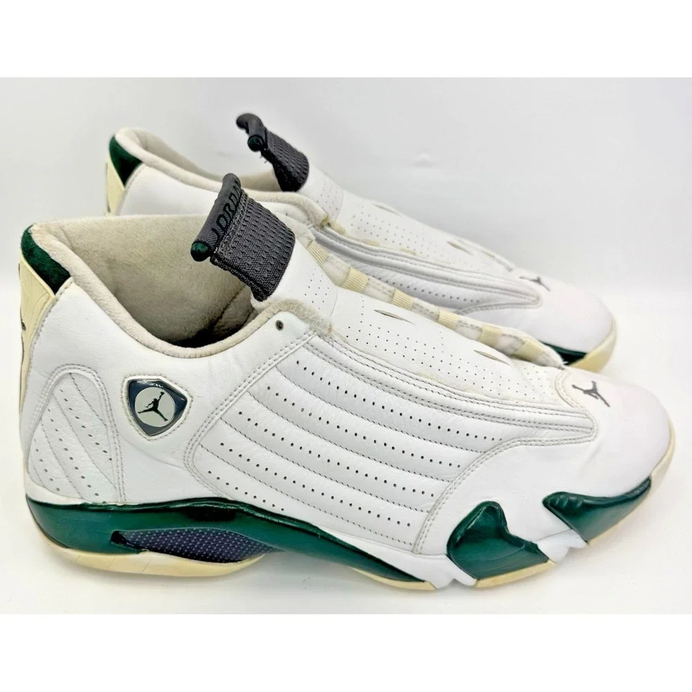 Nike Air Jordan 14 Retro Forest Green White 2005 Size 13 311832-131 No Laces - Picture 4 of 16